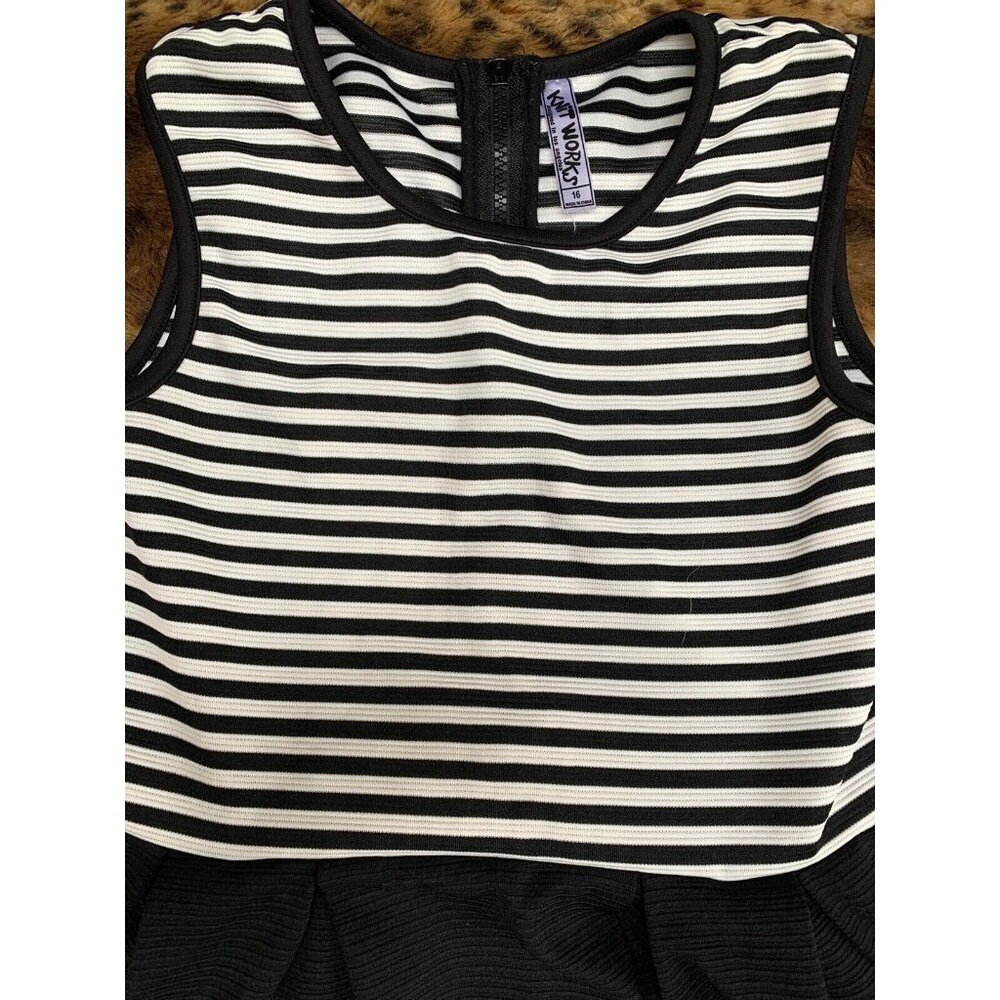 Knitworks Womens Striped Colorblock Scoop Neck Sleeveless Dress Size 16 Zip Back